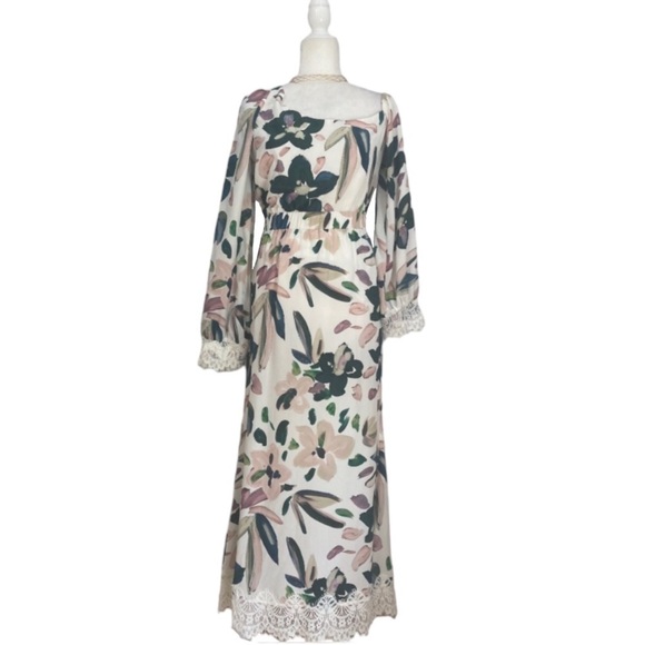 Stone Cold Fox Silk floral Off One Shoulder Maxi Dress with Lace detailing Rare - Picture 2 of 16